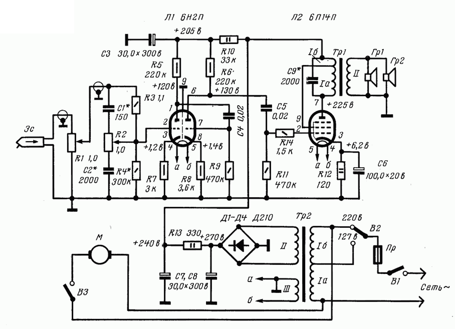 Ламповый унч схема. Схема лампового усилителя на 6п14п и 6н2п двухтактного. Ламповый усилитель 6п1п. Схема лампового усилителя на двух лампах 6п14п. Усилитель 6п14п однотактный для гитары.