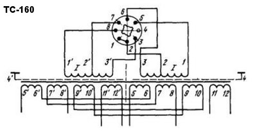 Принципиальная схема трансформатора ТС-160